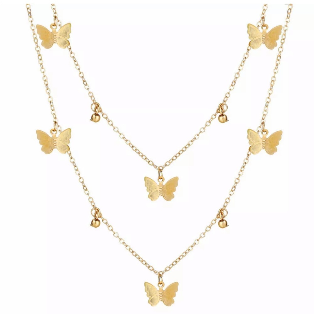 New 18K Gold Plated Butterfly  Chain Necklace - Picture 6 of 6